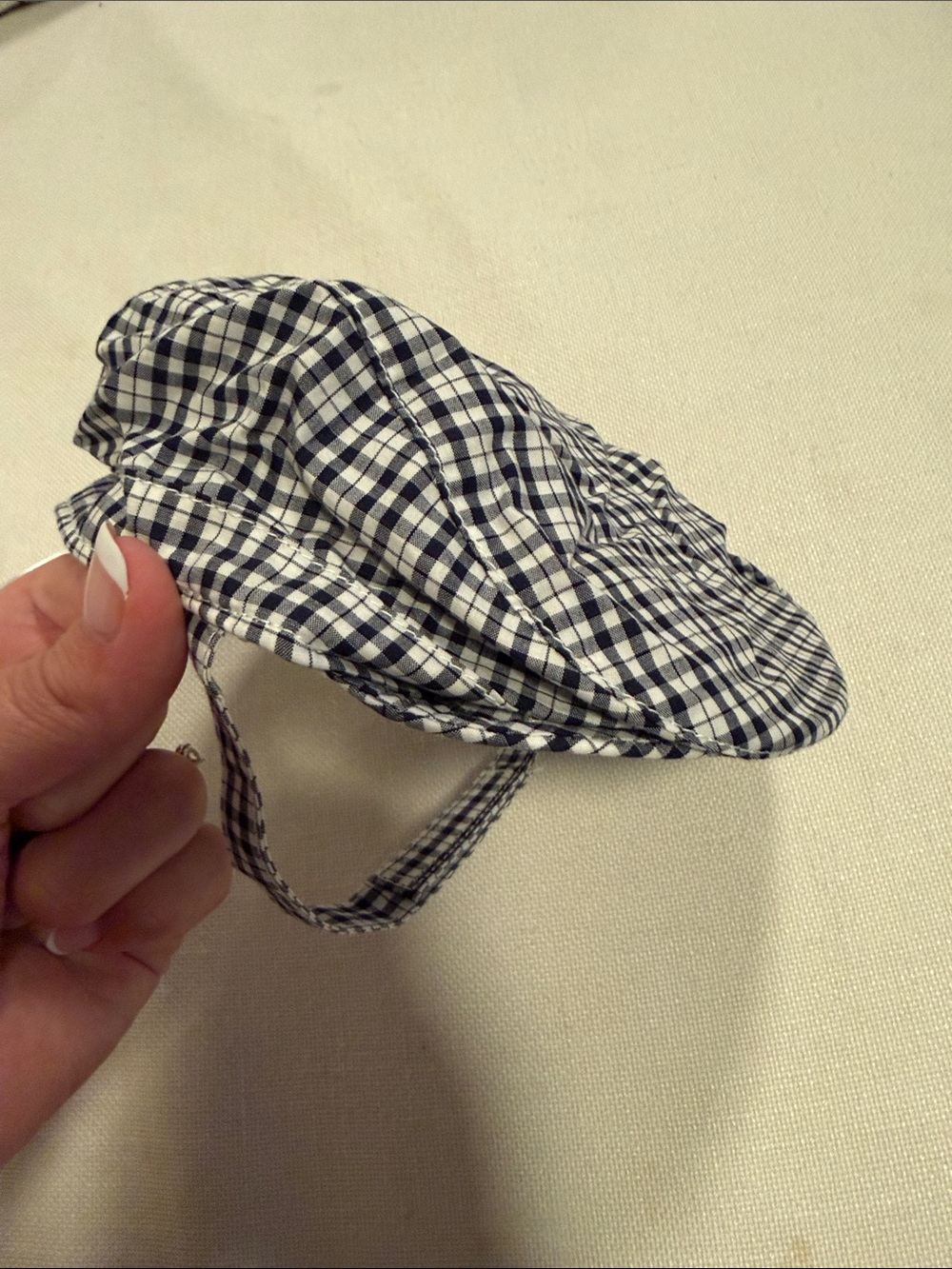 Janie and Jack Navy and White Checkered Newsboy Hat with Chin Strap